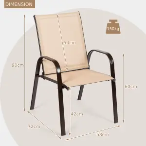 Costway Set of 2 Patio Chairs Portable High Back Garden Camping Dining Chairs W/ Armrest