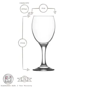 LAV Empire White Wine Glasses - 205ml - Pack of 6