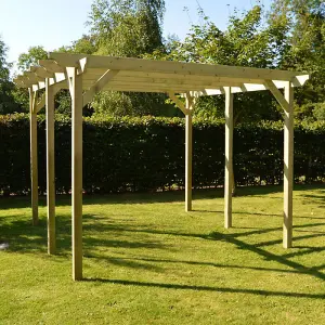 Garden Pergola 6 Posts - Wood - L300 x W780 x H270 cm - Light Green