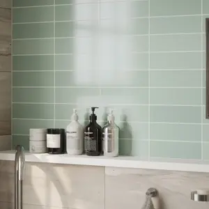 Johnson Tiles Mayfair Leaf green Gloss Ceramic Indoor Wall tile Sample