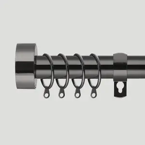 Metal Curtain Pole Set Extendable 40cm to 218cm Black Nickel Curtain Rail 25mm