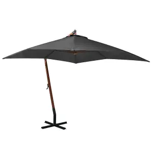 Berkfield Hanging Parasol with Pole Anthracite 3x3 m Solid Fir Wood