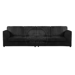 Luxor Long Fabric Jumbo Cord 4 Seater Sofa - Full Back Black