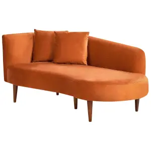 Left Hand Velvet Chaise Lounge Orange CHAUMONT