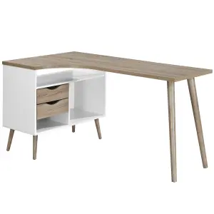 VonHaus Computer Desk, Light Oak Effect Home Office Desk, Desk for Home Working/Home Study Space, Laptop Desk For Small Spaces