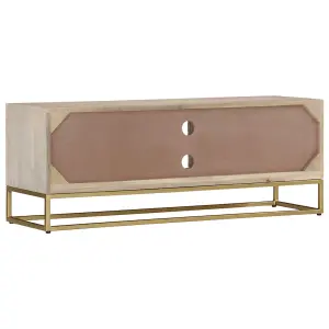 Berkfield TV Cabinet 110x30x40 cm Solid Bleached Wood Mango