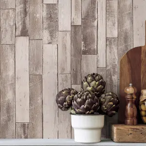 Erismann Weathered Wood Planks Effect Natural Wallpaper Modern Paste The Wall