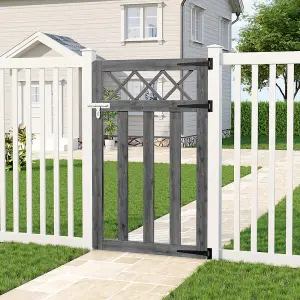 2.5x4 Outdoor Grey Cross Top Garden Wooden Gate Fence Patio Gate