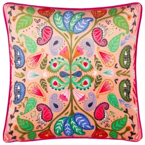 Kate Merritt Paisley Blooms Illustrated Velvet Piped Polyester Filled Cushion