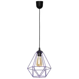 Luminosa Karo Wire Frame Pendant Ceiling Light Black, Purple 24cm