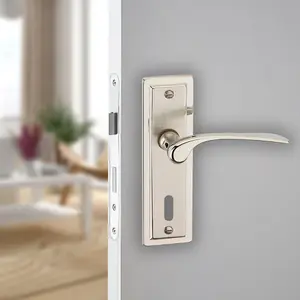 URBNLIVING 159mm Length 12 Pcs Como Dual Metal & Satin Nickel Keyhole Lever Latch Door Handles Set