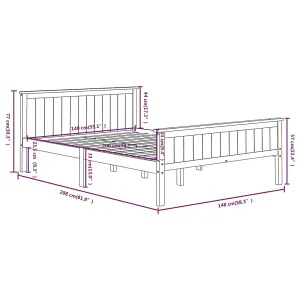 Berkfield Bed Frame Grey Solid Wood Pine 140x200 cm