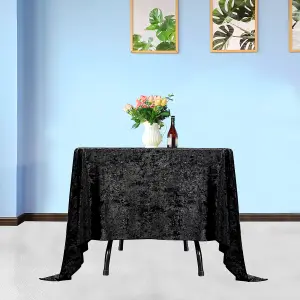 Diamond Velvet Square Tablecloth, Black , 90 Inch x 90 Inch