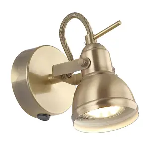 Unique Industrial Designed Antique Brass Wall Spot Light with Switch