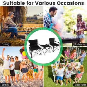 Costway 3 Piece Camping Chairs & Table Set Outdoor Foldable Lawn Chair Table w/ Carrying Bag