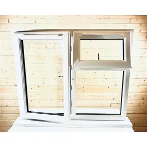 1195mm (W) x 1195mm (H) PVC u StormProof  Window - 1 Opening Window (LEFT) - Top Opening Window (RIGHT) - White