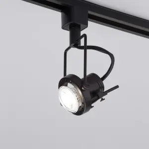 Litecraft Greenwich Black 4 Head 2m Straight Kitchen Ceiling Light with LED Bulbs