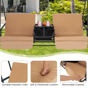 Costway 2 Person Porch Swing W/ Canopy Outdoor Canopy Swing Chair Loveseat