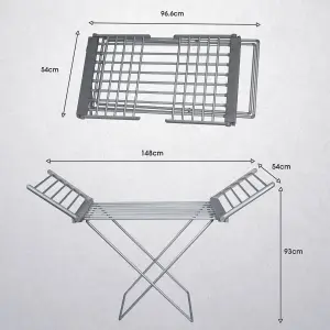 Abode Heated Electric Clothes Dryer Adjustable Clothes Airer with Foldable Wings & Protective Cover AECHD2001