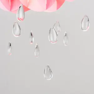 ValueLights Pink Ceiling Pendant Droplets Shade and B22 GLS LED 10W Warm White 3000K Bulb