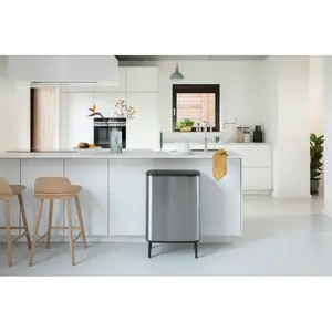 Brabantia Bo Hi 30 Litre + 30 Litre Touch Bin with Two Inner Buckets Matt Steel Fingerprint Proof