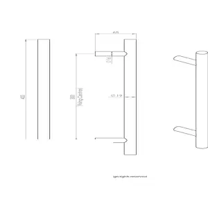 4x 19mm Straight T Bar Pull Handle 300mm Fixing Centres Satin Stainless Steel