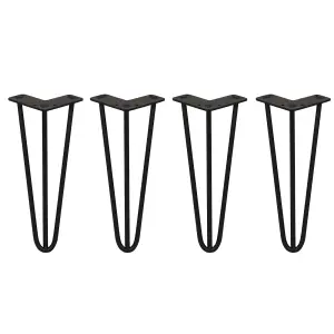 4 x Hairpin Leg - 12 - Black - 3 Prong - 10m