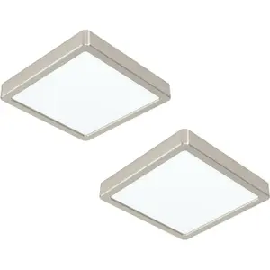 2 PACK Ceiling Light Satin Nickel 210mm Square Surface Mounted 16.5W LED 4000K