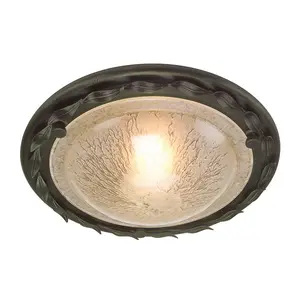 Elstead Olivia 1 Light Flush Ceiling Light Black, Gold, E27