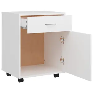 Berkfield Rolling Cabinet White 45x38x54 cm Engineered Wood