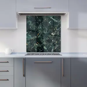 Deepest Green Quartz Effect Premium Glass Kitchen Splashback W600mm x H600mm