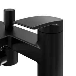 GoodHome Kariya Matt Black Deck-mounted Bath mixer tap with shower kit