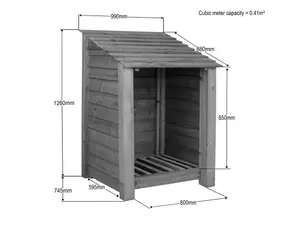 Wooden log store W-99cm, H-126cm, D-88cm - brown finish