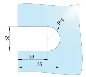 Centre lock, round bolt, twist lock on one side, brushed stainless steel