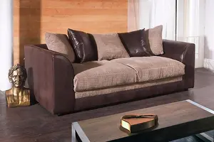 Chicago Jumbo Cord 3 Seater Sofa Brown-Coffee