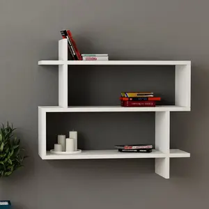 Argonaut Modern Wall-Mounted 2-Tier Floating Bookshelf White