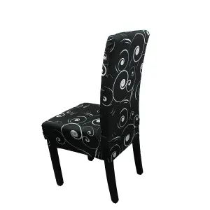 Paisley Pattern Universal Dining Chair Cover, Black - Pack of 1