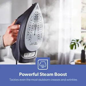 Geepas Steam Iron Dry & Wet Ceramic Non-Stick Gliding Soleplate Vertical 2400W