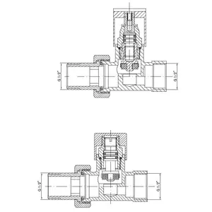 Invena 1/2 Inch Inline Straight Chrome Radiator Valves Set Pack Inlet + Lockshield