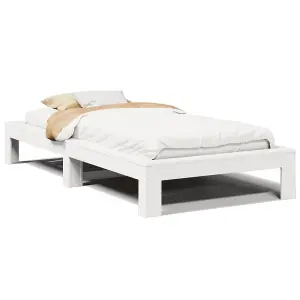 Berkfield Bed Frame without Mattress White 90x190 cm Single Solid Wood Pine