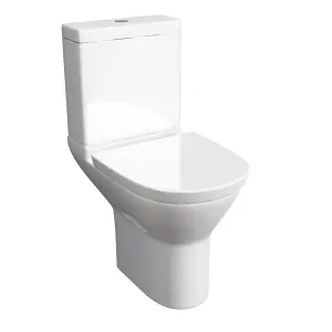 Premium OPEN BACK SQUARE Toilet Set (Saturn) - Rimless Pan - Cistern - Soft Close Seat - Includes Chrome Flush Button