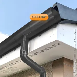 Aluflow Grey Half round Running Gutter outlet, (L)200mm (W)140mm