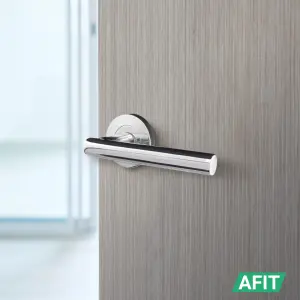 AFIT Polished Chrome Door Handle Latch Set, Pack of 6 Round T Bar Internal Door Handles, Latch (64mm), Hinges (76mm) Olvera Range