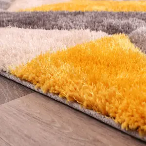 Blazon Ochre 3D Shaggy Rug by Ultimate Rug-80cm X 150cm