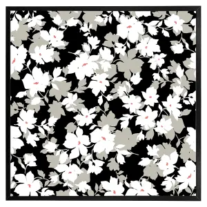 Grey, white & black flowers (Picutre Frame) / 20x20" / White