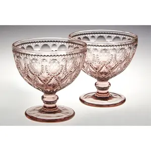 Maison by Premier Set Of Two Fleur Pink Glass Sundae Dishes