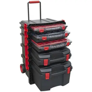 Multi-Compartment Portable Tool Chest with Wheels - 500 x 410 x 770mm