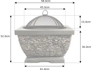 Centurion Supports Fireology TONTERIA Prestigious Garden Fire Pit Brazier and Barbecue with Eco-Stone Finish