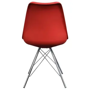 Soho Red Plastic Dining Chair with Chrome Metal Legs