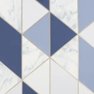 Sublime Marble Navy Metallic effect Geometric Smooth Wallpaper